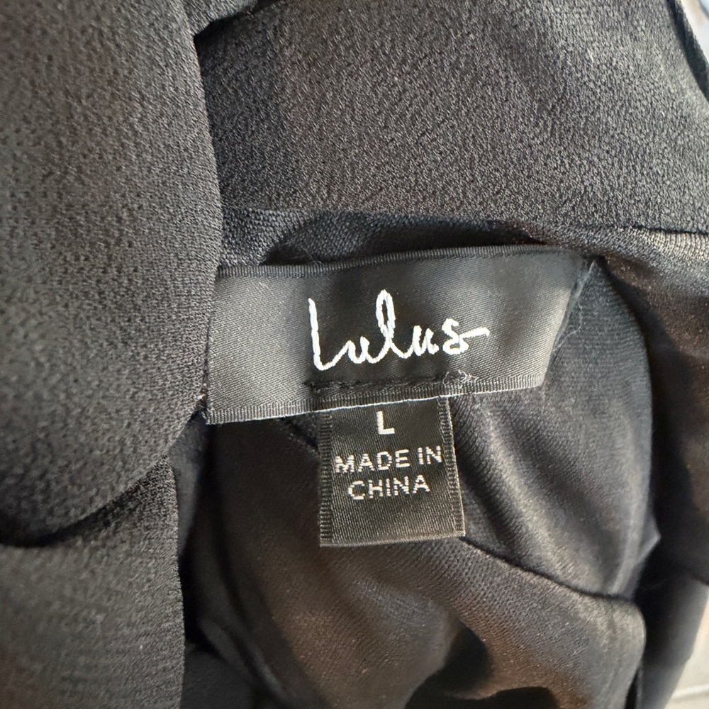 Lulu's Black Maxi Dress with Deep V and Leg Slit - Picture 7 of 7